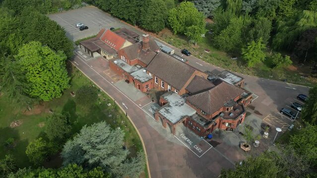 aerial view of Chanterlands Avenue Crematorium Chapel and memorial garden, Kingston upon Hull 