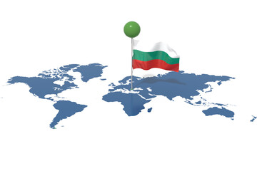 Pianeta Terra 3D con bandiera Bulgaria al vento © albasu