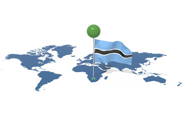 Pianeta Terra 3D con bandiera Botswana al vento © albasu