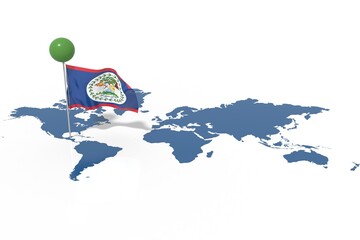 Pianeta Terra 3D con bandiera Belize al vento © albasu
