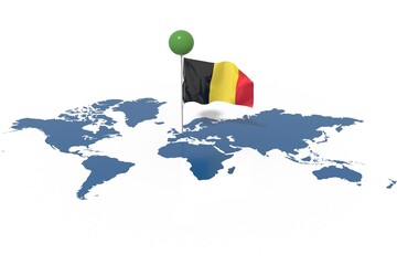 Pianeta Terra 3D con bandiera Belgium al vento © albasu