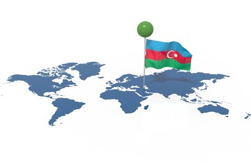 Pianeta Terra 3D con bandiera Azerbaijan al vento © albasu