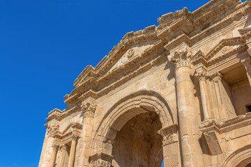 The Arch of Hadrian in Jerash archaeological site. Jordan.  Horizontally. 