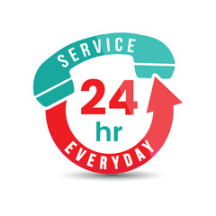 vector 24 hour everyday service sticker design
