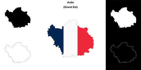 Aube department outline map set