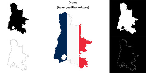 Drome department outline map set