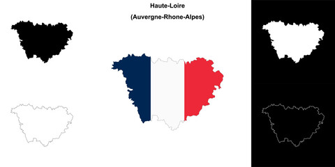 Haute-Loire department outline map set