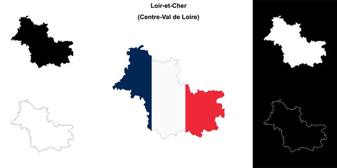 Loir-et-Cher department outline map set