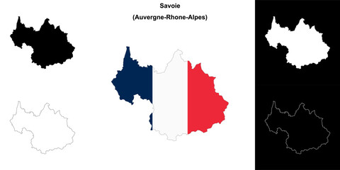 Savoie department outline map set