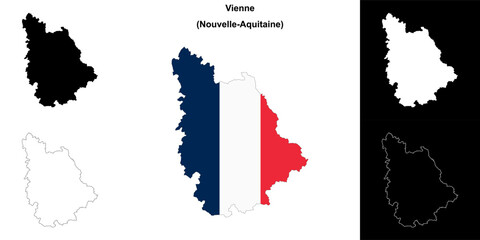 Vienne department outline map set
