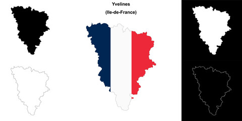 Yvelines department outline map set
