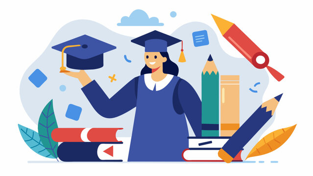 Taking advantage of their artistic talents one graduate offers customized calligraphy services for wedding invitations and uses the income to pay down. Vector illustration