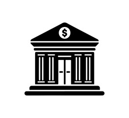 Bank icon simple flat black and white