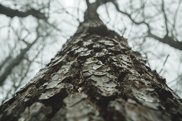 AI generated illustration of a close-up of a tree trunk in nature