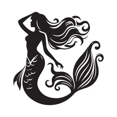 Silhouette of mermaid vector illustration icon vector illustration design