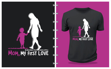 Happy Mothers Day Caligraphy Tshirt Design with isolated floral background