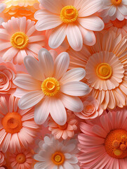 Elegant Paper-Cut 3D Daisy Floral Background