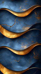 blue gold texture waves lines abstract background