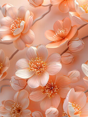 Elegant Paper-Cut 3D Cherry Blossom Floral Background