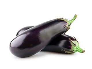 A ripe eggplant is showcased against a white backdrop with a clipping path. This healthy vegetable is perfect for a nutritious meal.