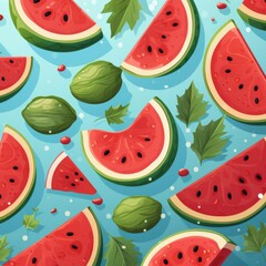 pattern of watermelon slices with soft colors