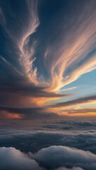 A majestic sky of swirling clouds illuminated magic moment