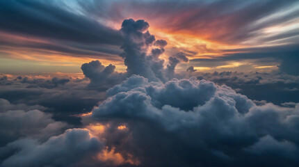 A majestic sky of swirling clouds illuminated magic moment