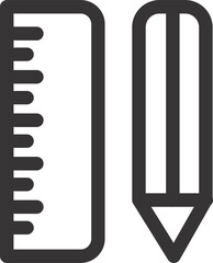 Geometry ruler and pen sign outline 