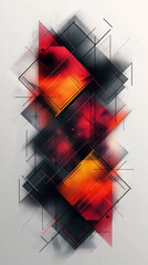 3d abstract background with squares abstract geometric design in black and red