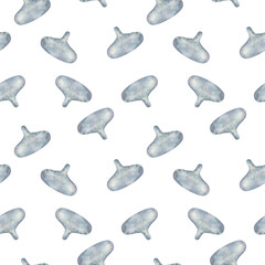 Seamless pattern with metal Macadamia nut keys on a white background. The macadamia tree. The key is a close-up. Watercolor illustration. Template for textiles, packaging, wallpaper, wrapping paper