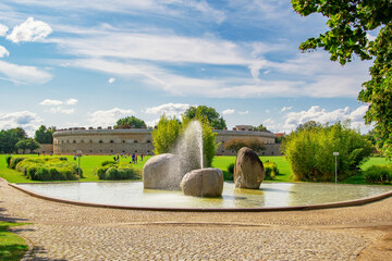 beautiful summer view in the park, Ingolstadt	
