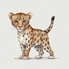leopard in front of a white cartoon illustration 