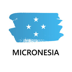 National symbols - flag of Federated States of Micronesia isolated on white background. Hand-drawn illustration. Flat style. 
