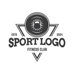 Vector weight plate barbell logo template.