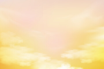 Sunset Yellow Sky Background,Sunrise cloud Orange,Yellow,Pink in morning Summer,Sunny Autumn,Nature landscape field in evening.Winter sunlight,cartoon illustration Horizon Spring sundown by Sea Beach