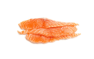 Fresh Salmon Fillet Slice Isolated, Raw Norwegian Red Fish, Trout Meat Piece on White