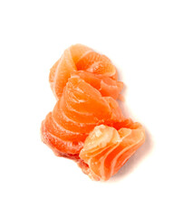 Fresh Salmon Fillet Slice Isolated, Raw Norwegian Red Fish, Trout Meat Piece on White