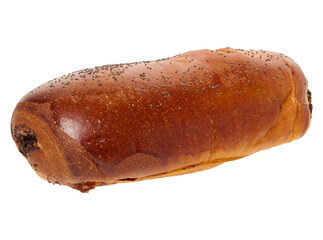 Baked bun with poppy seeds on isolated background