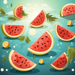 Fototapeta premium pattern of watermelon slices with soft colors
