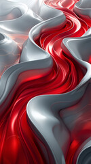 Red, white abstract background with waves