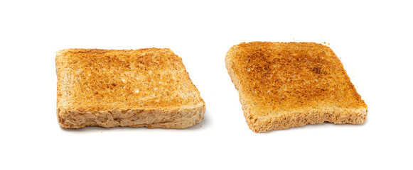 Bread Toasts Isolated, Toasted Sandwich Square Slices, Loaf Pieces for Toast on White Background