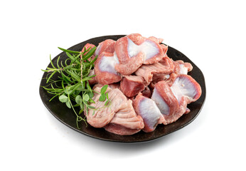 Poultry Offal Isolated, Raw Chicken Stomach, Poultry Giblets, Fresh Turkey Stomach, Chicken Gizzard
