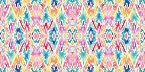 Fototapeta premium Seamless batik pattern,Seamless tribal batik pattern,and Seamless colorful pattern resemble ethnic boho, Aztec,and ikat styles.designed for use in wallpaper,fabric,curtain,carpet,Batik Embroidery