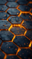 3D black gold hexagon tread texture honeybee 