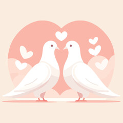 cartoon illustration of two white doves symbolizing love