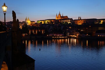Evening skyline of Hradcany in Prague, Czech Republic. Landmarks of Czech Republic.