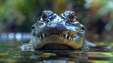 Fototapeta premium Head of a crocodile Paleosuchus palpebrosus Dwarf Caiman
