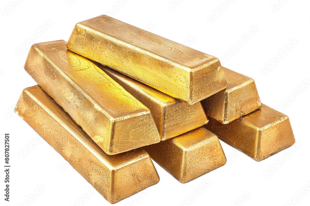 Wall mural golden bars ingot stack that high value in business market isolated on background, financial gold st