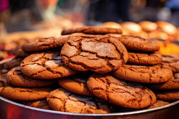 Spice Cinnamon Cookies, Brown Round Soft Biscuits, Ginger Molasses Cookies, Christmas Gingersnap