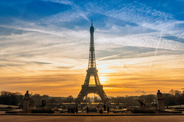 Beautiful view of famous Eiffel Tower in Paris, France. Paris Best Destinations in Europe.